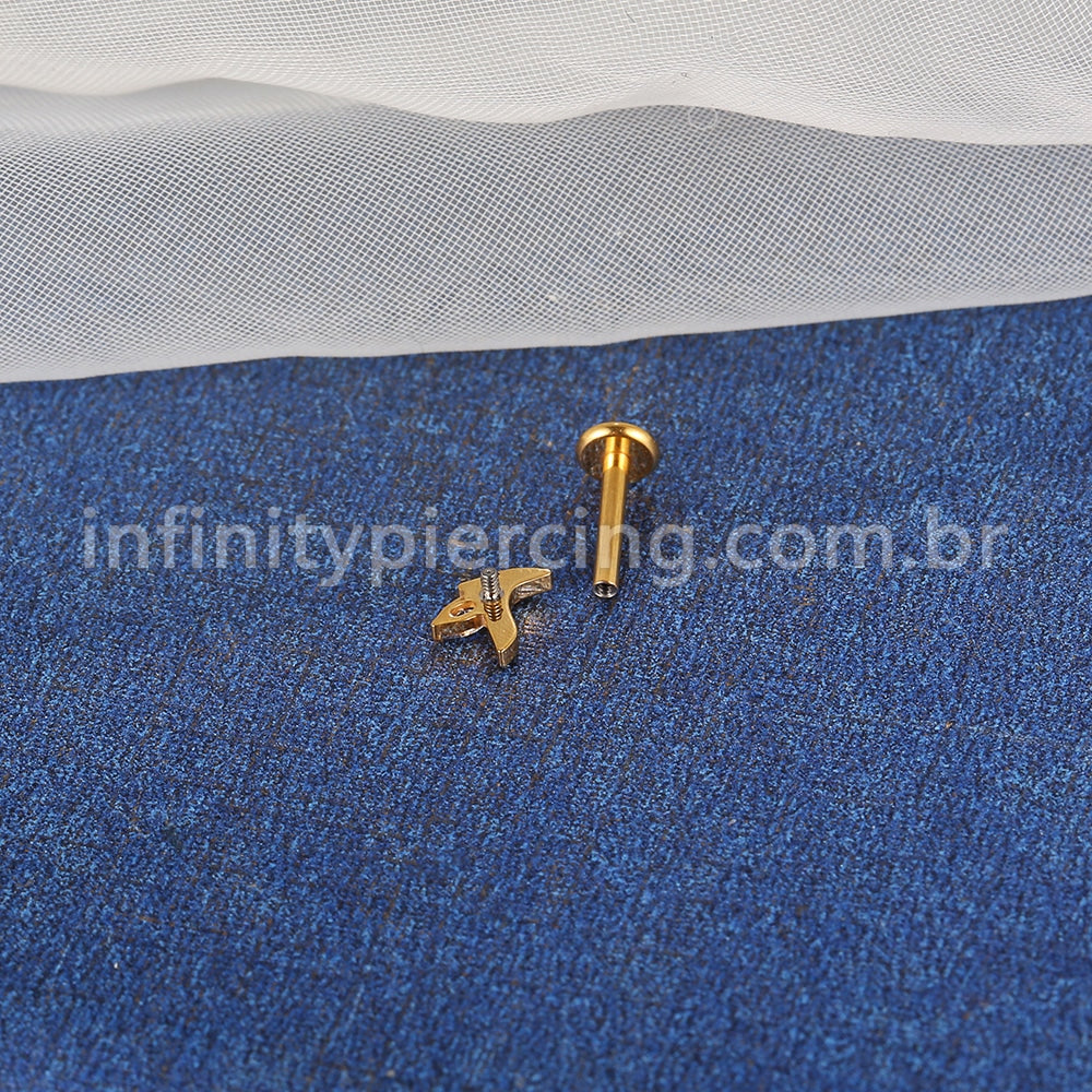 Piercing Labret Titânio Flor Com Zircônia