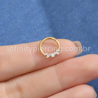 Piercing Argola Titânio Detalhes Zircônia Cravejada