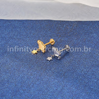 Piercing Labret Titânio Nuvem Com Pingente Estrela
