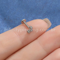Piercing Labret Aço Cirúrgico Trio Zircônias