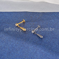 Piercing Labret Titânio Ponto de Luz Com Pingente Gota