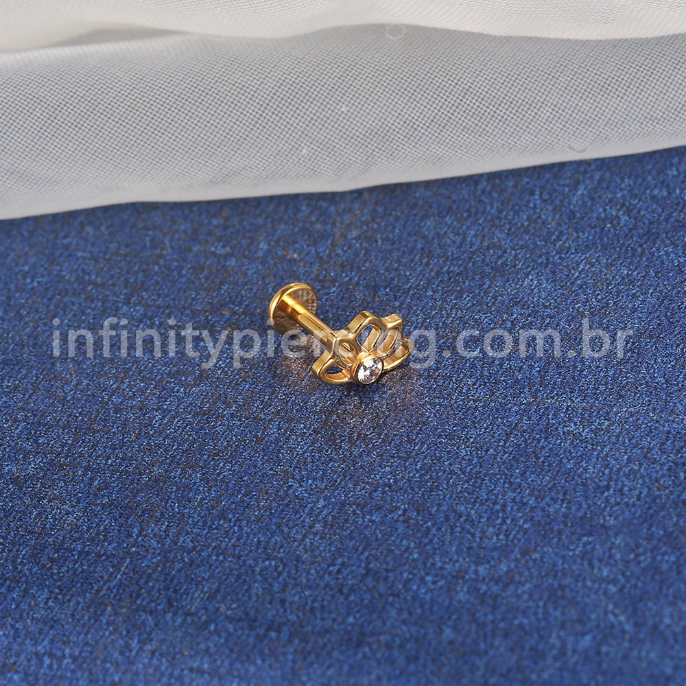 Piercing Labret Titânio Flor De Lotus Zircônia