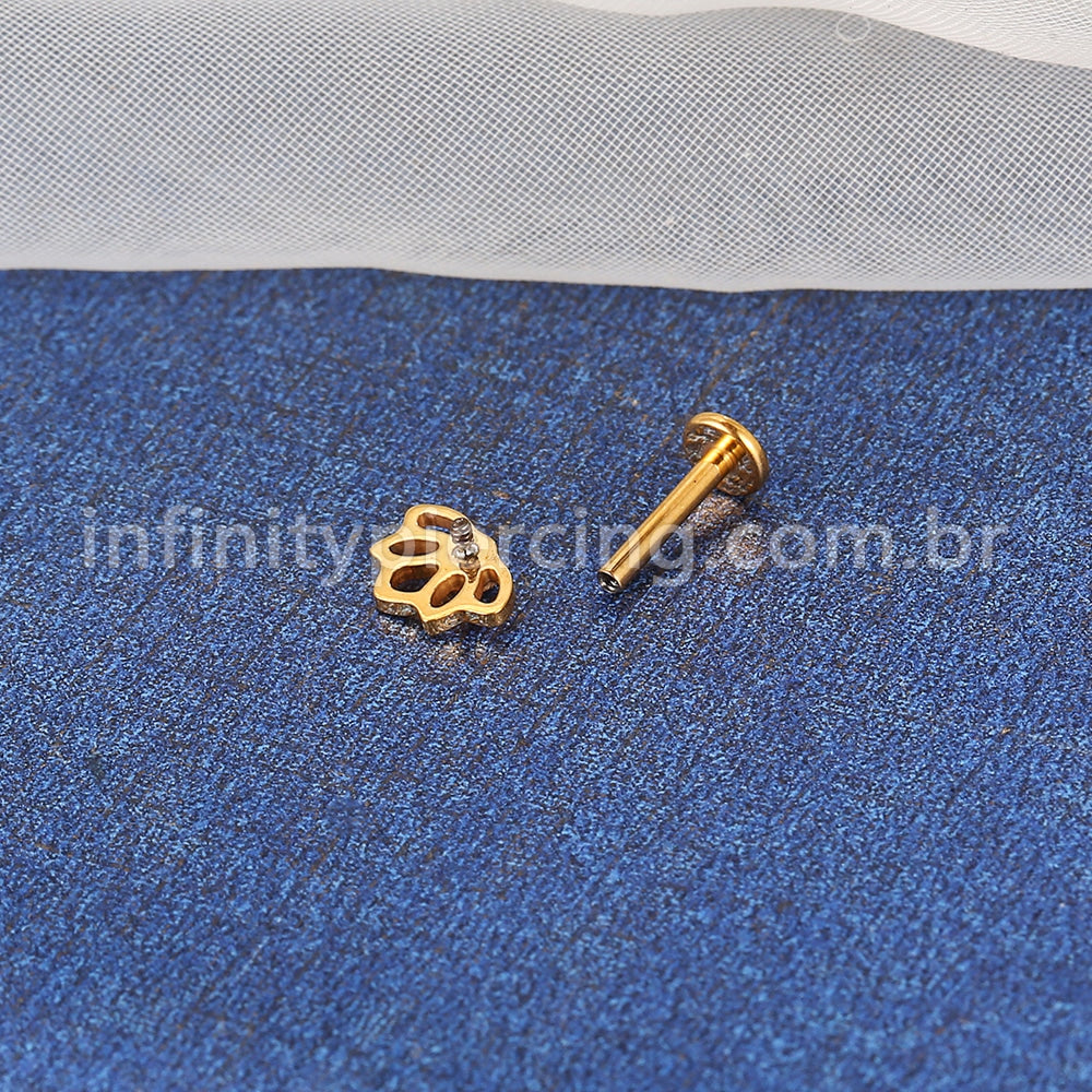 Piercing Labret Titânio Flor De Lotus Zircônia