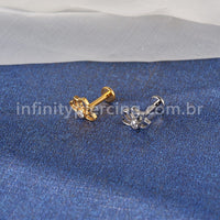 Piercing Labret Titânio Flor De Lotus Zircônia