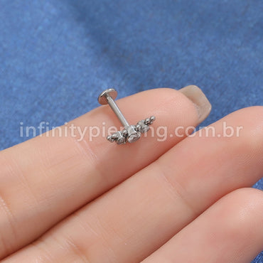 Piercing Labret Aço Cirúrgico Indiano Zircônias