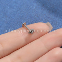 Piercing Labret Aço Cirúrgico Meia Flor Zircônia