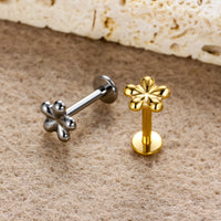 Piercing Lábio Minimalista Flor Titânio Resistente