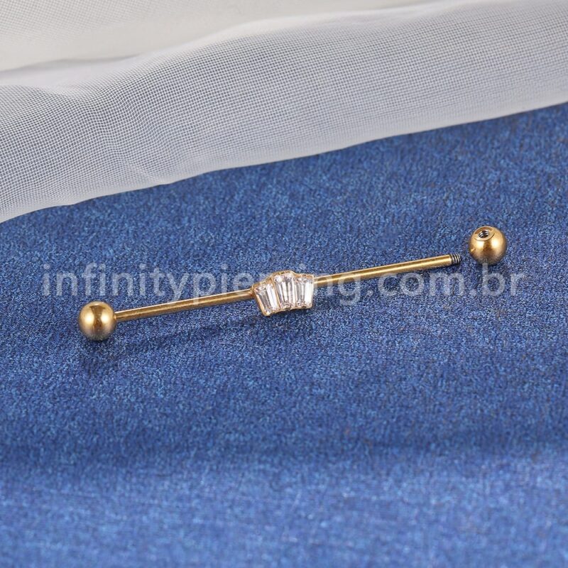 Piercing Transversal Aço Cirurgico Zircônia Coroa
