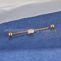 Piercing Transversal Aço Cirurgico Zircônia Coroa