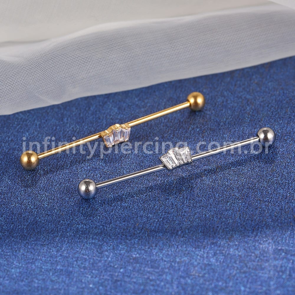 Piercing Transversal Aço Cirurgico Zircônia Coroa