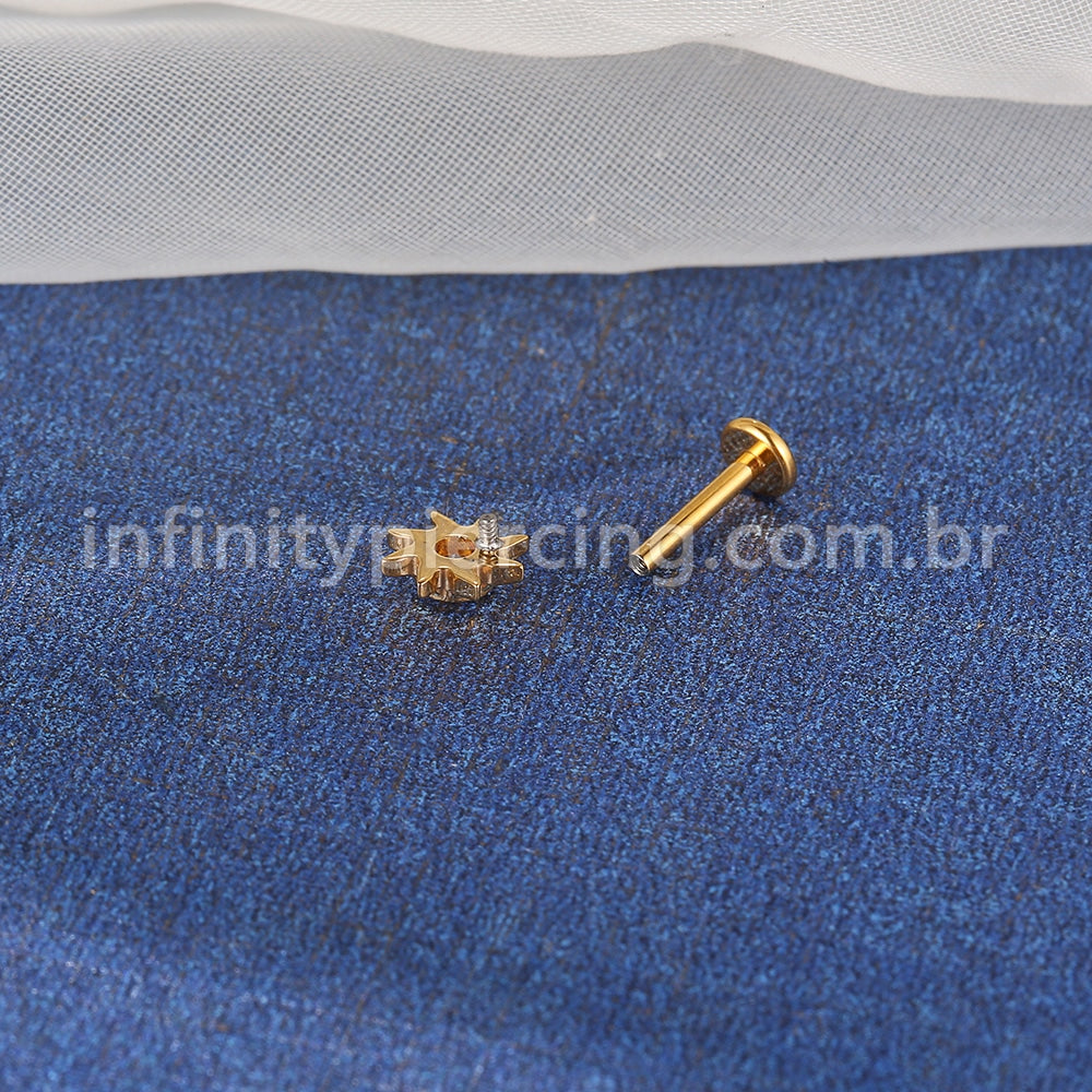 Piercing Labret Titânio Sol Com Zircônia