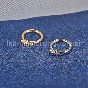 Piercing Argola Aço Cirúrgico Indiano 3 Zircônias