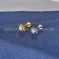 Piercing Labret Titânio Sol Com Zircônia