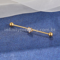 Piercing Transversal Aço Cirúrgico Zircônia Estrela
