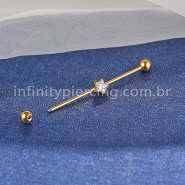 Piercing Transversal Aço Cirúrgico Zircônia Estrela