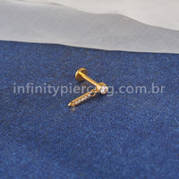 Piercing Labret Titânio Ponto De Luz Pinguente Barra Zircônia