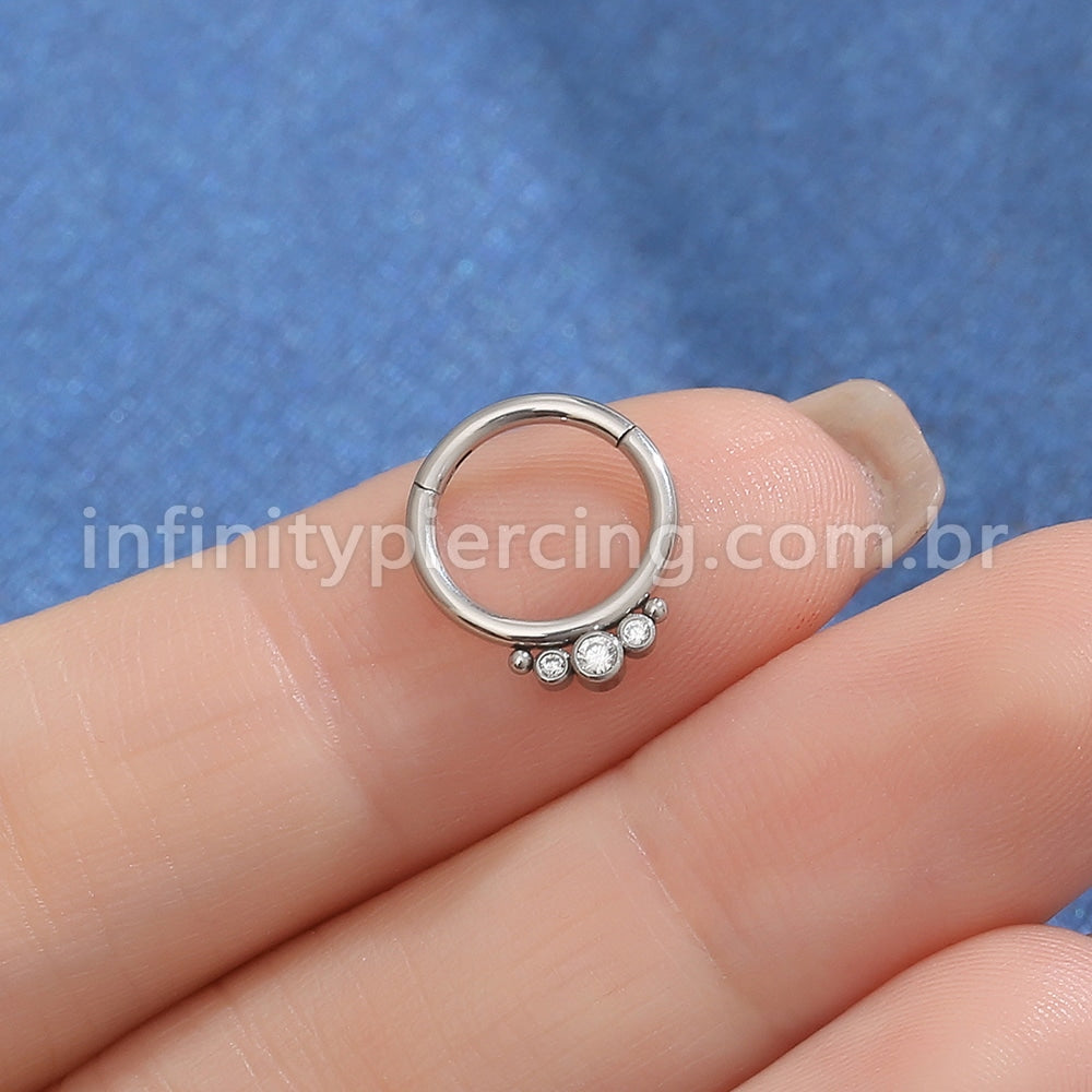 Piercing Argola Aço Cirúrgico Indiano 3 Zircônias