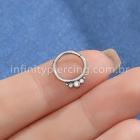 Piercing Argola Aço Cirúrgico Indiano 3 Zircônias