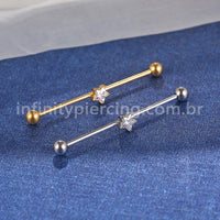 Piercing Transversal Aço Cirúrgico Zircônia Estrela