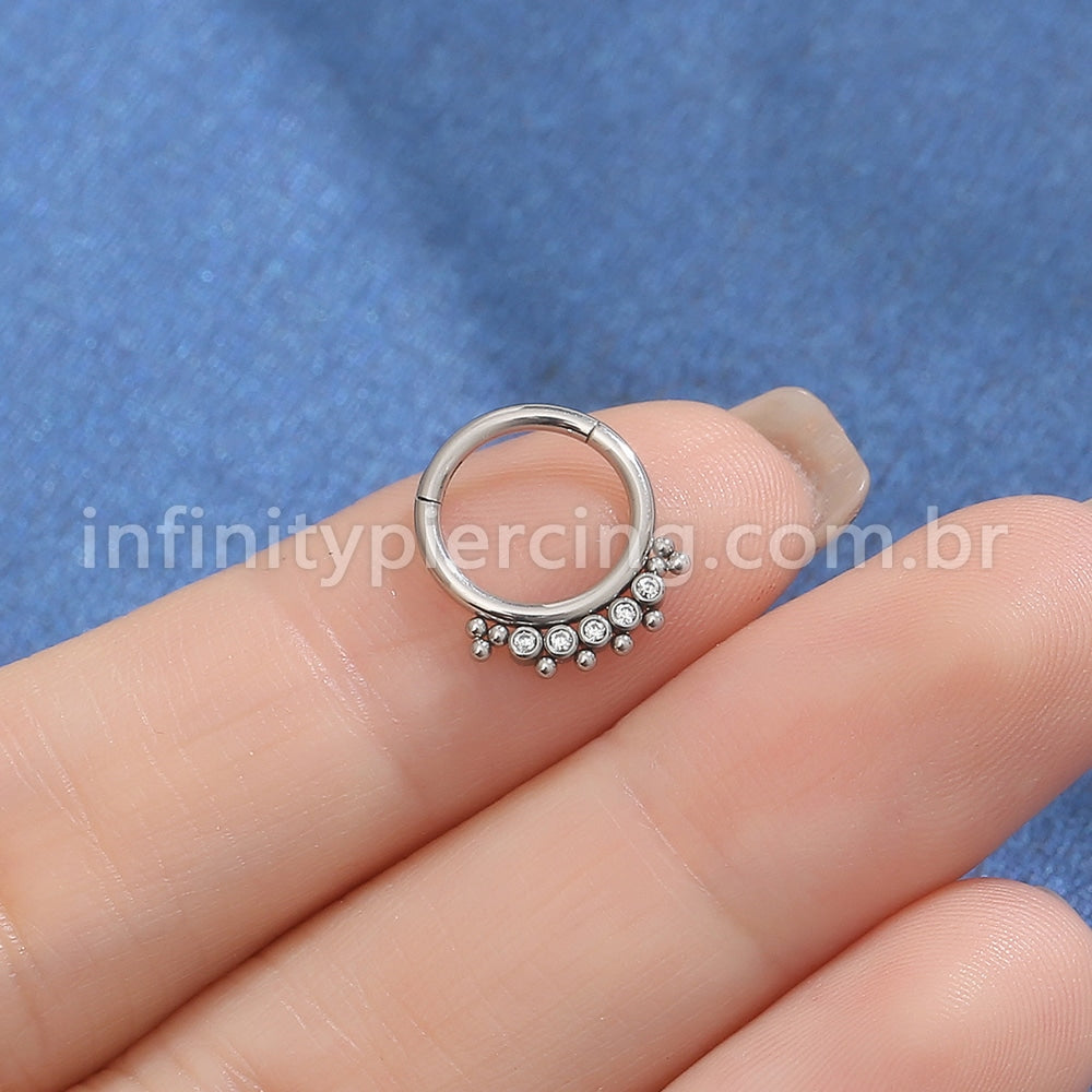 Piercing Argola Aço Cirúrgico Indiano 5 Zircônias