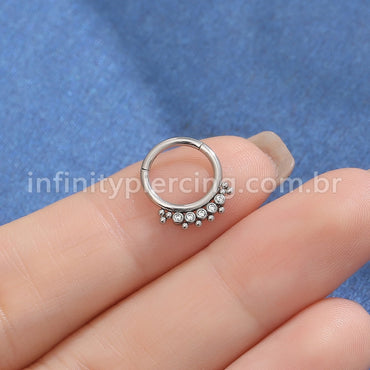 Piercing Argola Aço Cirúrgico Indiano 5 Zircônias
