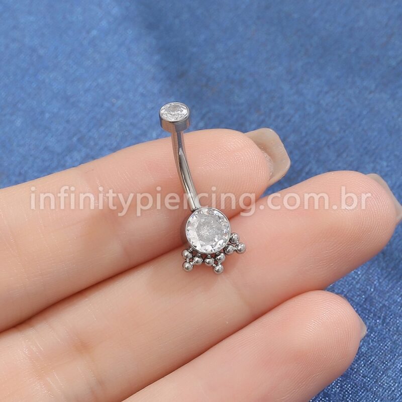 Piercing Banana Aço Cirúrgico Indiano Zircônia
