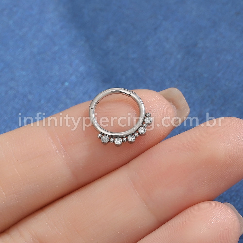 Piercing Argola Aço Cirúrgico Indiano 5 Zircônias