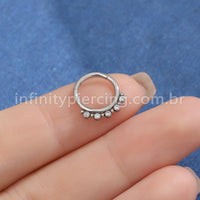 Piercing Argola Aço Cirúrgico Indiano 5 Zircônias