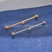 Piercing Transversal Aço Cirurgico Zircônia Flor