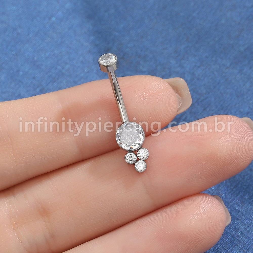 Piercing Banana Aço Cirúrgico Indiano Zircônia