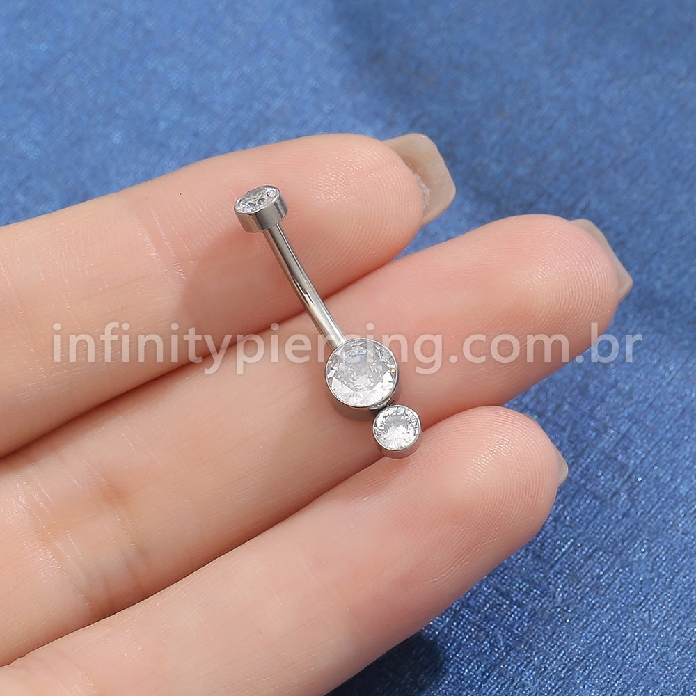 Piercing Banana Aço Cirúrgico 2 Zircônias