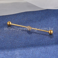 Piercing Transversal Aço Cirurgico Zircônia Mini Flor
