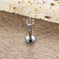 Piercing Labial Tridente Kit Completo Titânio Natural e Dourado