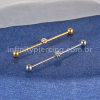 Piercing Transversal Aço Cirurgico Zircônia Mini Flor