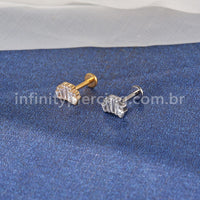 Piercing Labret Titânio Coroa Zircônia