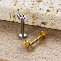 Piercing Labial Tridente Kit Completo Titânio Natural e Dourado