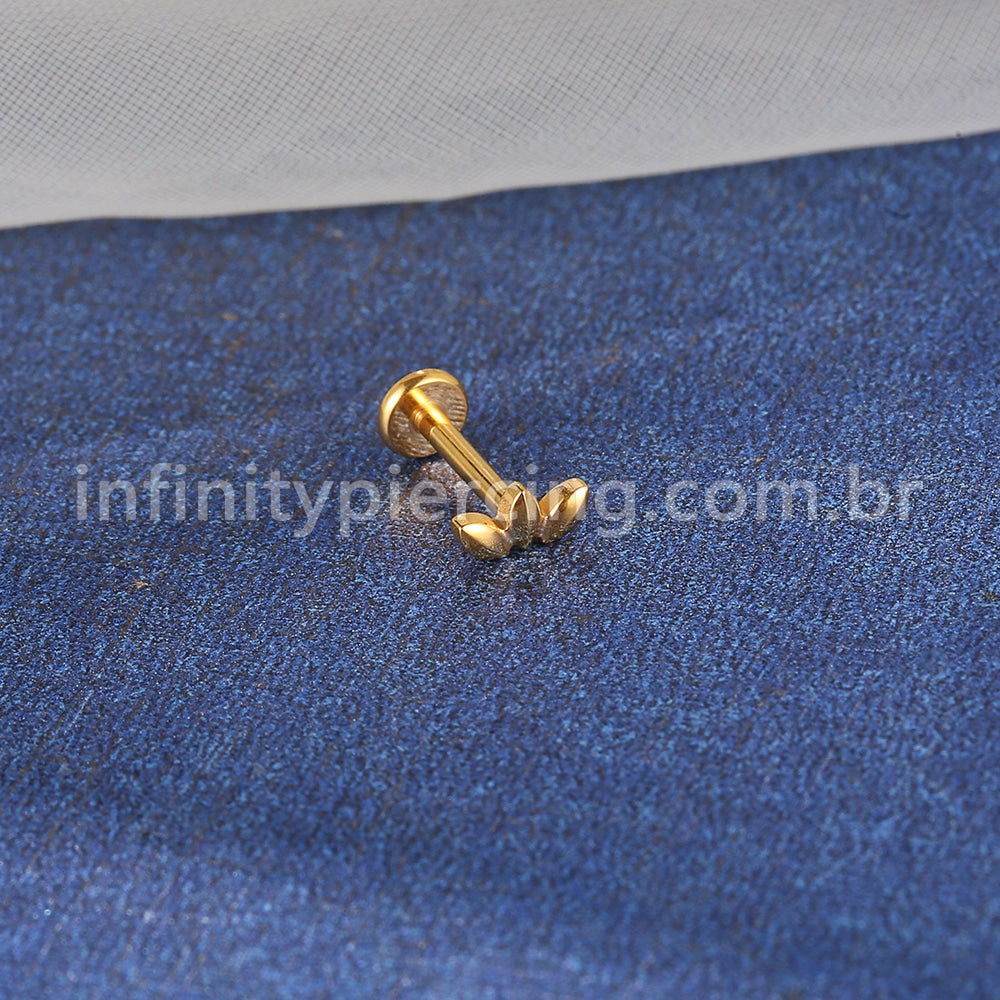 Piercing Labret Titânio Folhas