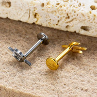 Piercing Labial Tridente Kit Completo Titânio Natural e Dourado