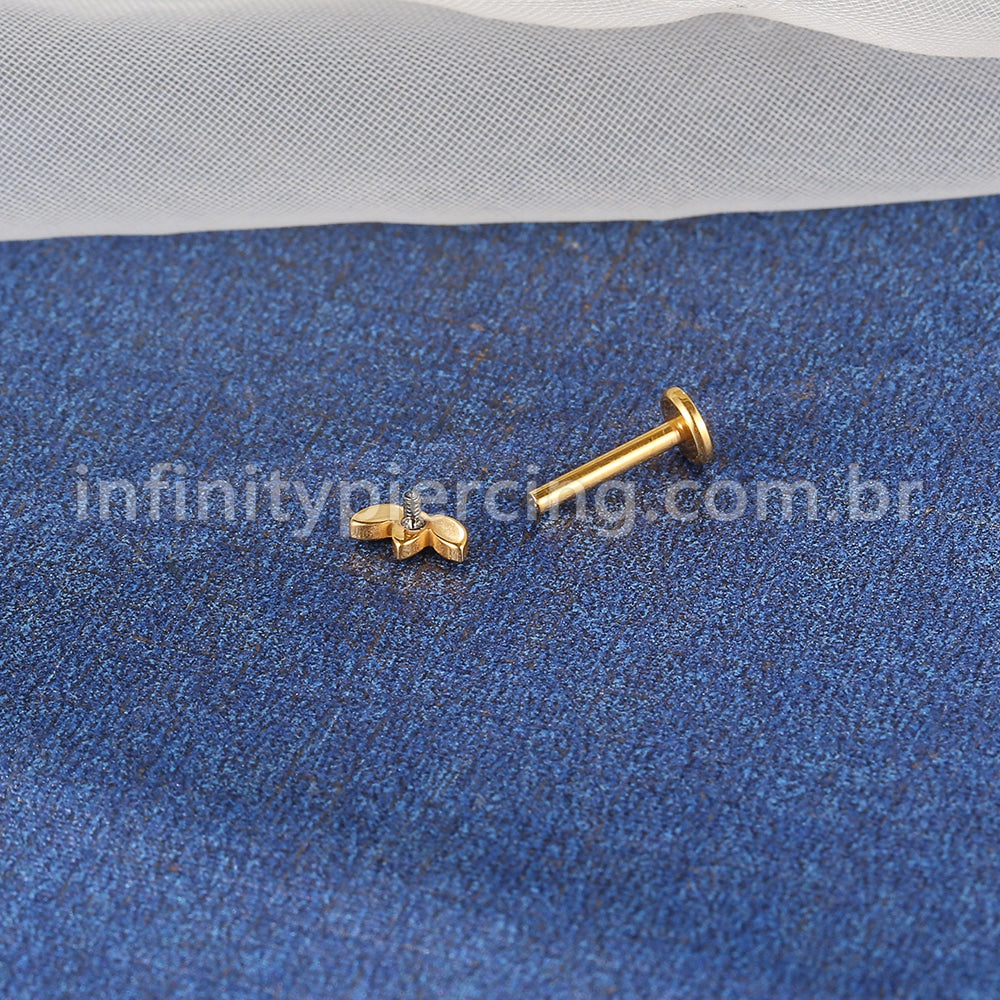 Piercing Labret Titânio Folhas