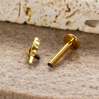 Piercing Labial Tridente Kit Completo Titânio Natural e Dourado