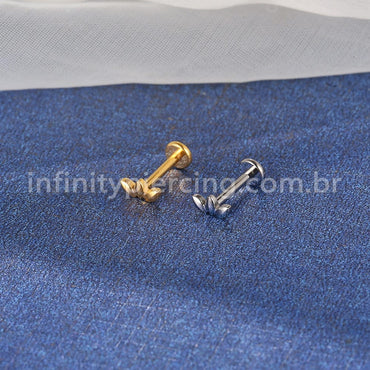 Piercing Labret Titânio Folhas