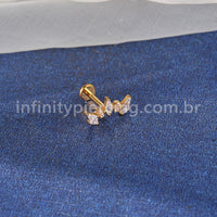 Piercing Labret Titânio Coroa Zircônia