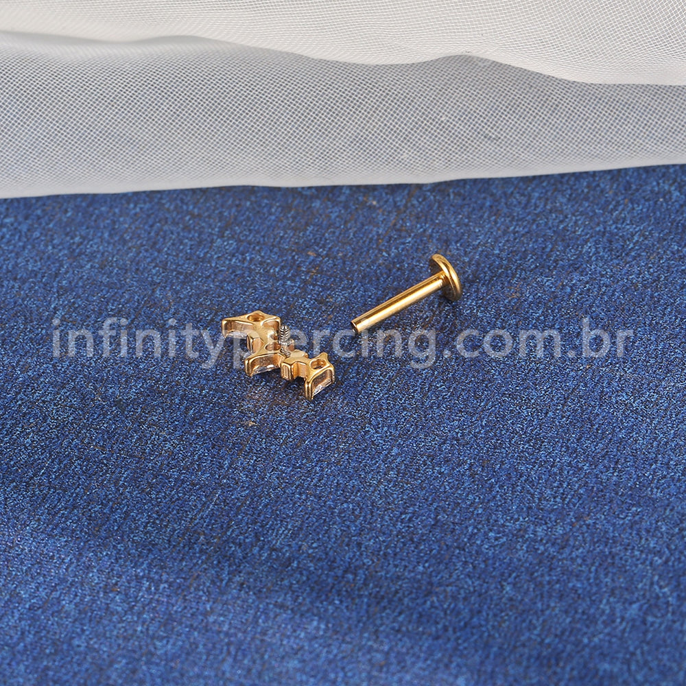 Piercing Labret Titânio Coroa Zircônia