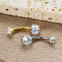 Conjunto Anel Umbilical Duas Cores Titânio