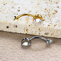 Conjunto Anel Umbilical Duas Cores Titânio