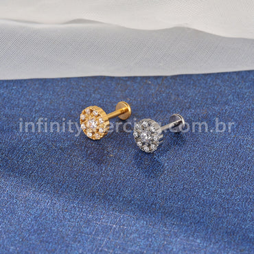 Piercing Labret Titânio Redondo Zircônia