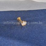 Piercing Labret Titânio Flor De Lotus 3 Zircônias