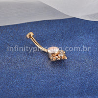 Piercing Banana Aço Cirúrgico Indiano 7 Zircônias Cravada