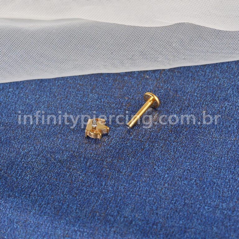 Piercing Labret Titânio Flor De Lotus 3 Zircônias