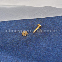 Piercing Labret Titânio Flor De Lotus 3 Zircônias